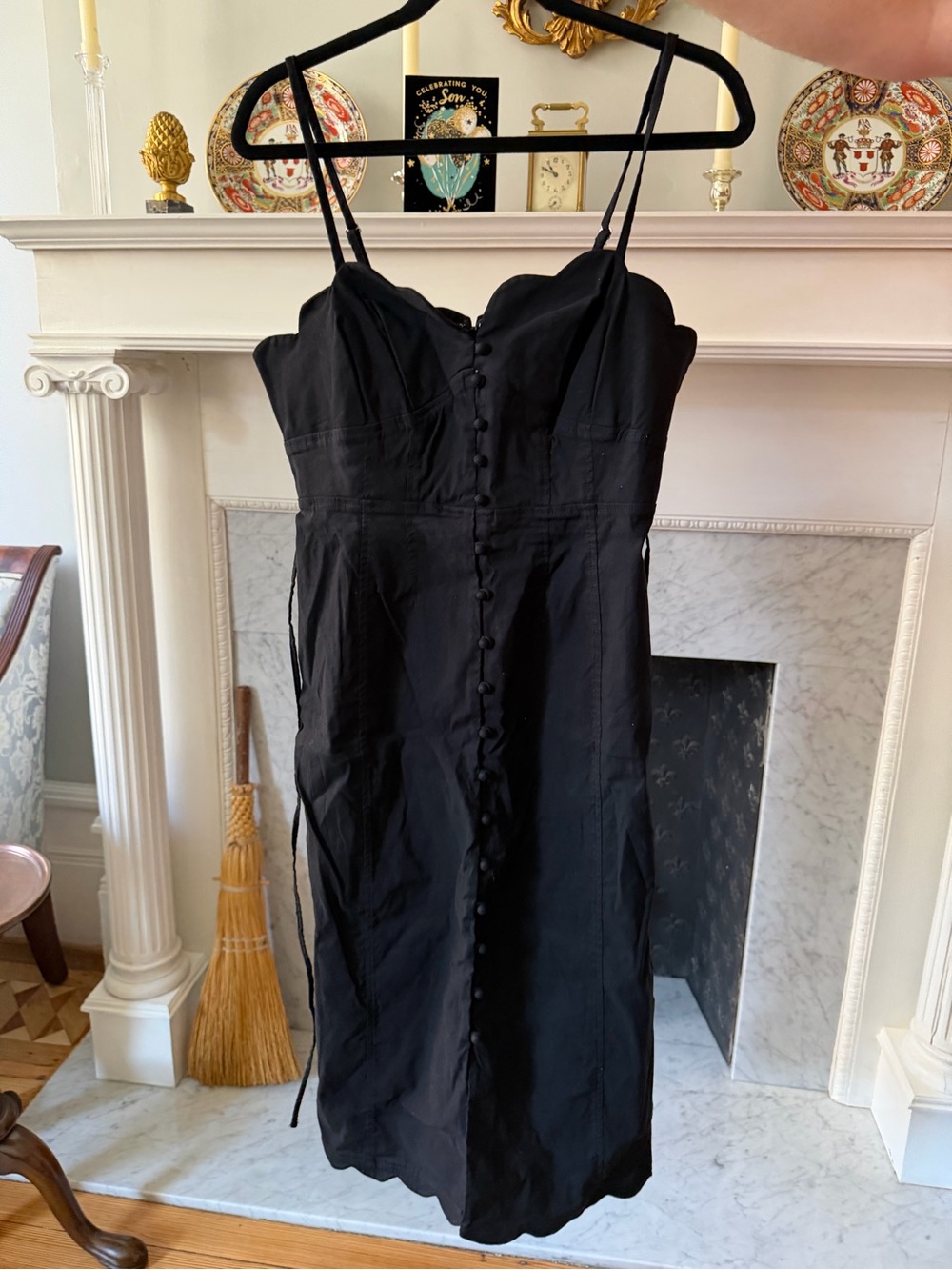 Anthropologie Black Scalloped Midi Dress - Picture 5 of 7